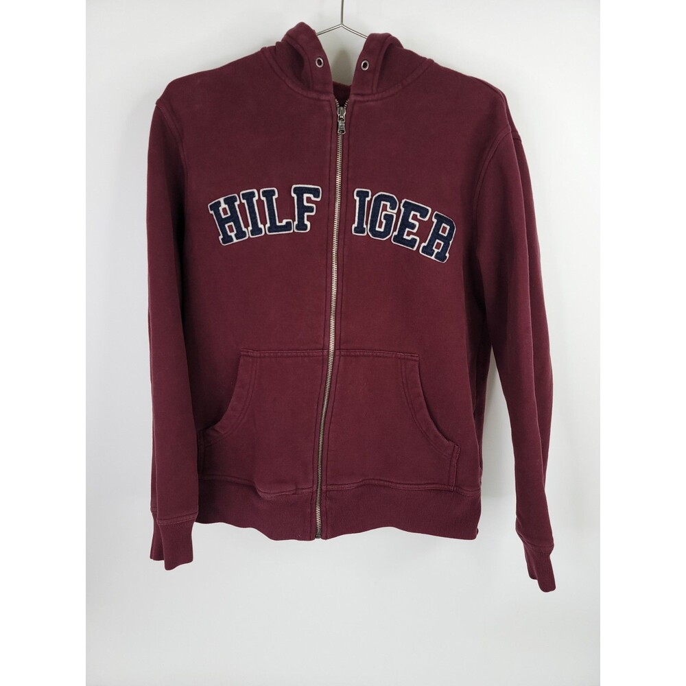 Tommy Hilfiger Full Zip Hoodie Womens Small Purple Hooded Long Sleeve Y2K Jacket